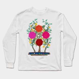 Minhwa: Peony and Citron Tree A Type Long Sleeve T-Shirt